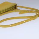 CELINE Trio Shoulder Bag Leather Yellow Gold Auth 109899-7