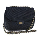 BALLY Chain Shoulder Bag Leather Black Gold Auth 109900-1