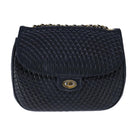 BALLY Chain Shoulder Bag Leather Black Gold Auth 109900-13