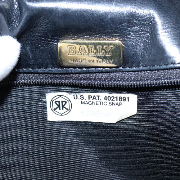 BALLY Chain Shoulder Bag Leather Black Gold Auth 109900