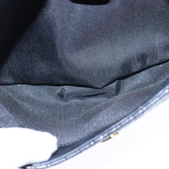 BALLY Chain Shoulder Bag Leather Black Gold Auth 109900