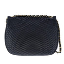 BALLY Chain Shoulder Bag Leather Black Gold Auth 109900-2