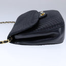 BALLY Chain Shoulder Bag Leather Black Gold Auth 109900-3