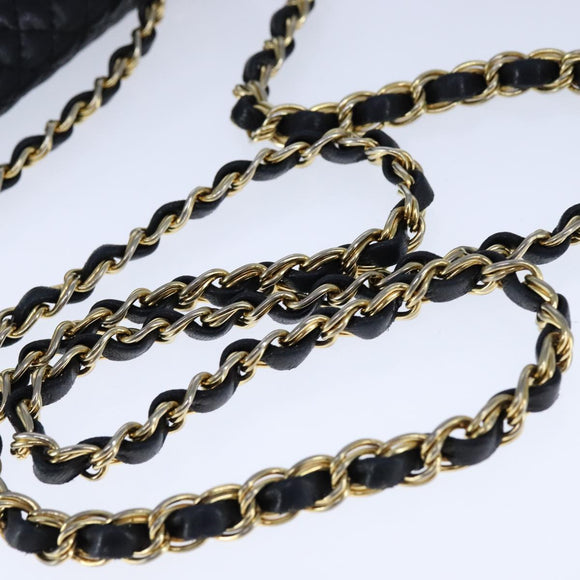 BALLY Chain Shoulder Bag Leather Black Gold Auth 109900