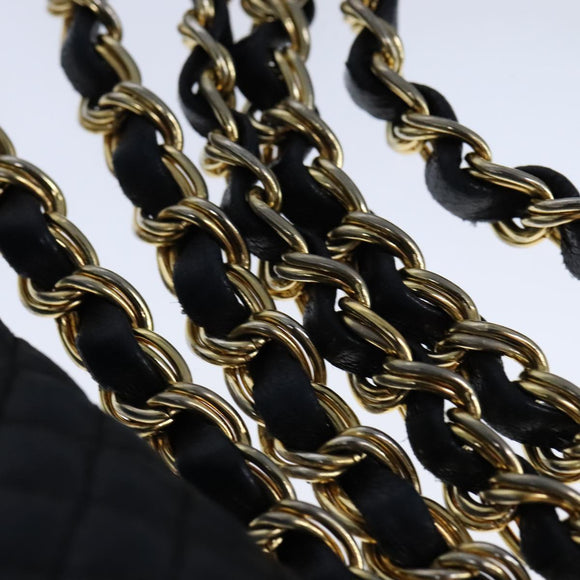BALLY Chain Shoulder Bag Leather Black Gold Auth 109900