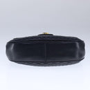 BALLY Chain Shoulder Bag Leather Black Gold Auth 109900-5