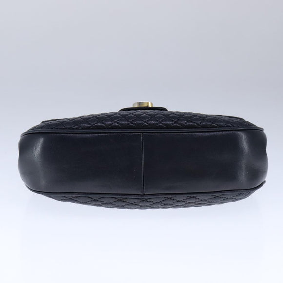 BALLY Chain Shoulder Bag Leather Black Gold Auth 109900