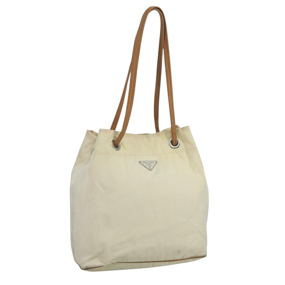 PRADA Shoulder Bag Nylon White Auth 109902