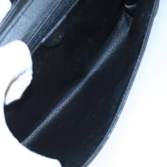 CELINE Shoulder Bag Leather Black Gold Auth 109904