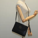 CELINE Shoulder Bag Leather Black Gold Auth 109904-21