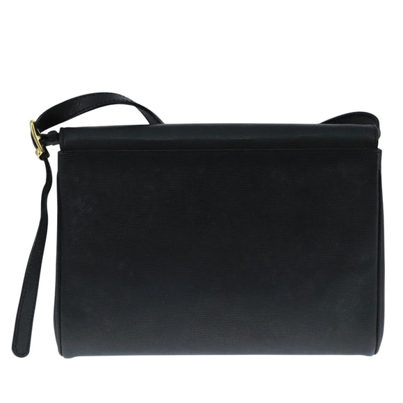 CELINE Shoulder Bag Leather Black Gold Auth 109904