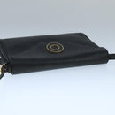 CELINE Shoulder Bag Leather Black Gold Auth 109904-6