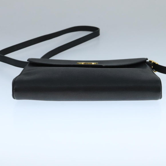 CELINE Shoulder Bag Leather Black Gold Auth 109904