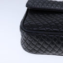 BALLY Chain Shoulder Bag Leather Black Gold Auth 109917-14