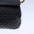 BALLY Chain Shoulder Bag Leather Black Gold Auth 109917-15