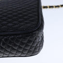 BALLY Chain Shoulder Bag Leather Black Gold Auth 109917-9