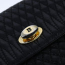 BALLY Chain Shoulder Bag Leather Black Gold Auth 109917-10