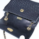 BALLY Chain Shoulder Bag Leather Black Gold Auth 109917-11