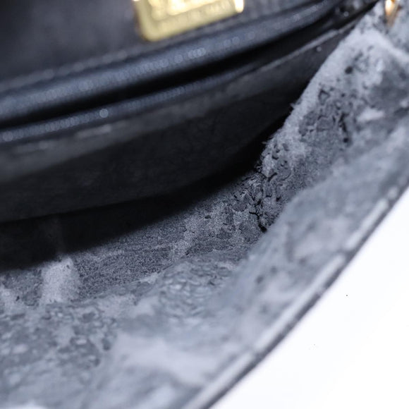 BALLY Chain Shoulder Bag Leather Black Gold Auth 109917