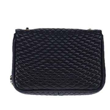 BALLY Chain Shoulder Bag Leather Black Gold Auth 109917 - 0