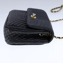 BALLY Chain Shoulder Bag Leather Black Gold Auth 109917-4