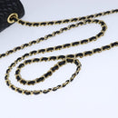 BALLY Chain Shoulder Bag Leather Black Gold Auth 109917-7