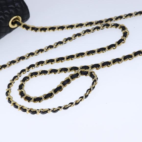 BALLY Chain Shoulder Bag Leather Black Gold Auth 109917