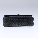 BALLY Chain Shoulder Bag Leather Black Gold Auth 109917-5