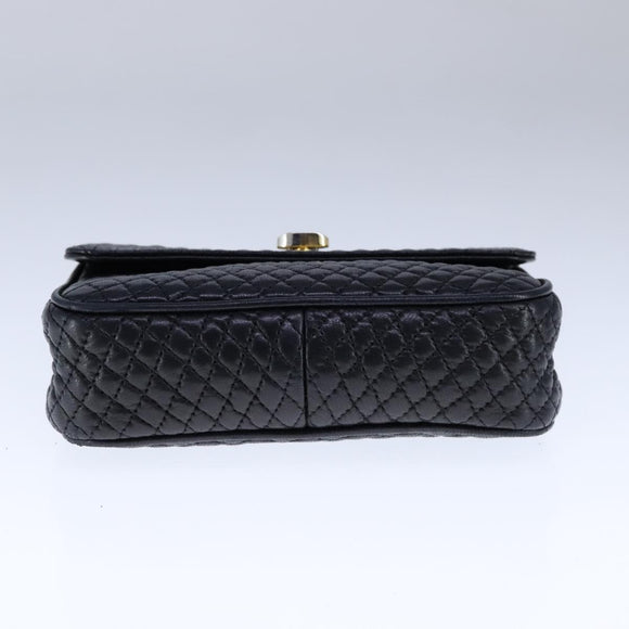 BALLY Chain Shoulder Bag Leather Black Gold Auth 109917