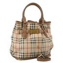 BURBERRY Nova Check Tote Bag PVC Leather 2way Beige Auth 109937-1
