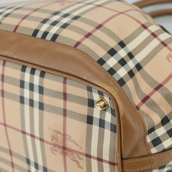 BURBERRY Nova Check Tote Bag PVC Leather 2way Beige Auth 109937