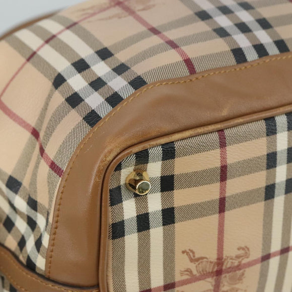 BURBERRY Nova Check Tote Bag PVC Leather 2way Beige Auth 109937