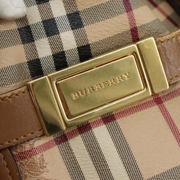 BURBERRY Nova Check Tote Bag PVC Leather 2way Beige Auth 109937
