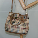 BURBERRY Nova Check Tote Bag PVC Leather 2way Beige Auth 109937-25