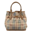 BURBERRY Nova Check Tote Bag PVC Leather 2way Beige Auth 109937-2