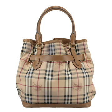 BURBERRY Nova Check Tote Bag PVC Leather 2way Beige Auth 109937 - 0