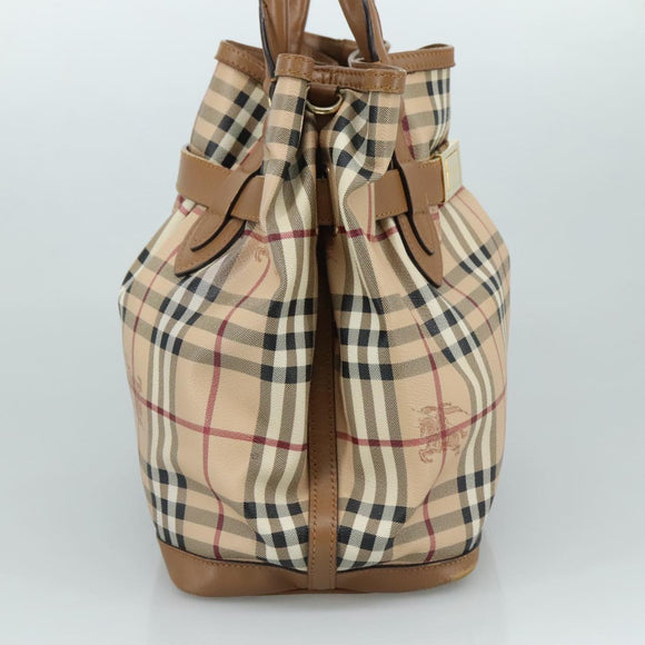 BURBERRY Nova Check Tote Bag PVC Leather 2way Beige Auth 109937