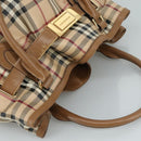BURBERRY Nova Check Tote Bag PVC Leather 2way Beige Auth 109937-6