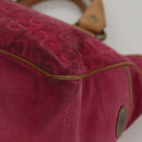 CELINE C Macadam Canvas Boogie bag Hand Bag Pink Auth 109991-16