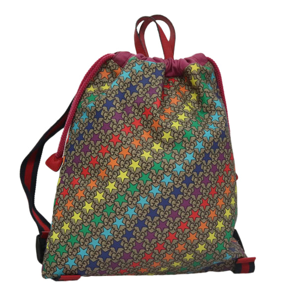 GUCCI GG Supreme Sherry Line Backpack PVC Beige Rainbow 550775 Auth 109993V