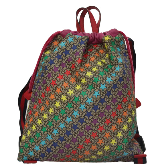 GUCCI GG Supreme Sherry Line Backpack PVC Beige Rainbow 550775 Auth 109993V