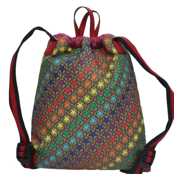 GUCCI GG Supreme Sherry Line Backpack PVC Beige Rainbow 550775 Auth 109993V