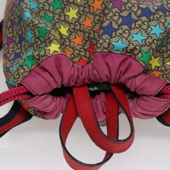 GUCCI GG Supreme Sherry Line Backpack PVC Beige Rainbow 550775 Auth 109993V