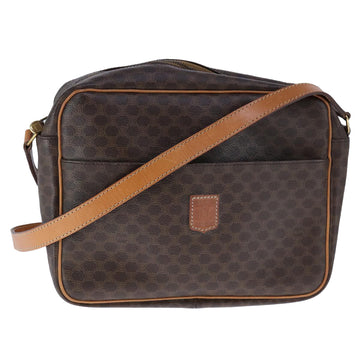CELINE Macadam Canvas Shoulder Bag PVC Leather Brown Auth 109996