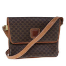 CELINE Macadam Canvas Shoulder Bag PVC Leather Brown Auth 110008-1