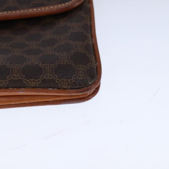 CELINE Macadam Canvas Shoulder Bag PVC Leather Brown Auth 110008