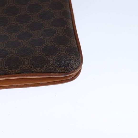 CELINE Macadam Canvas Shoulder Bag PVC Leather Brown Auth 110008