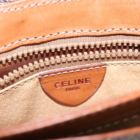 CELINE Macadam Canvas Shoulder Bag PVC Leather Brown Auth 110008