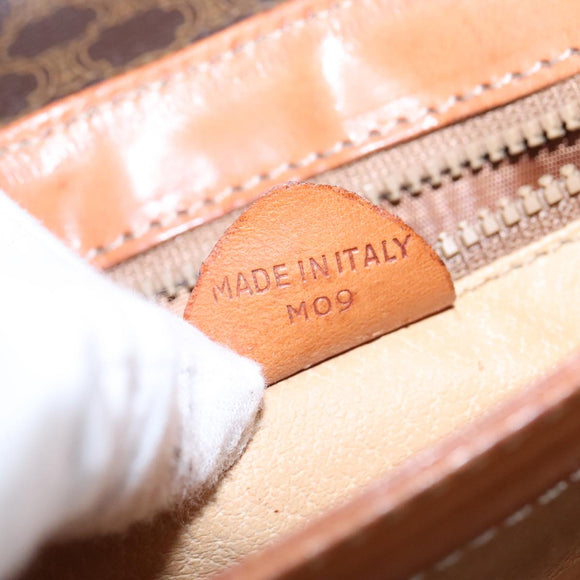 CELINE Macadam Canvas Shoulder Bag PVC Leather Brown Auth 110008