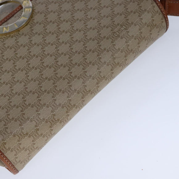 CELINE Macadam Canvas Circle Shoulder Bag Beige Auth 110010